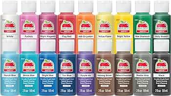 Apple Barrel Acrylic Craft Paint Set 18 Assorted Matte Colors 2oz Each by Plaid Crafts - American Made