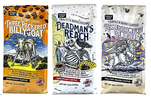 Raven's Brew Whole Bean Coffee Variety Pack - 3 Delicious Flavors - Three Peckered Billy Goat