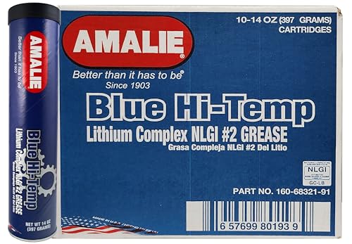 Amalie Blue Hi-Temp Grease #2 (160-68321-91) 14 Oz Tube, Pack of 10