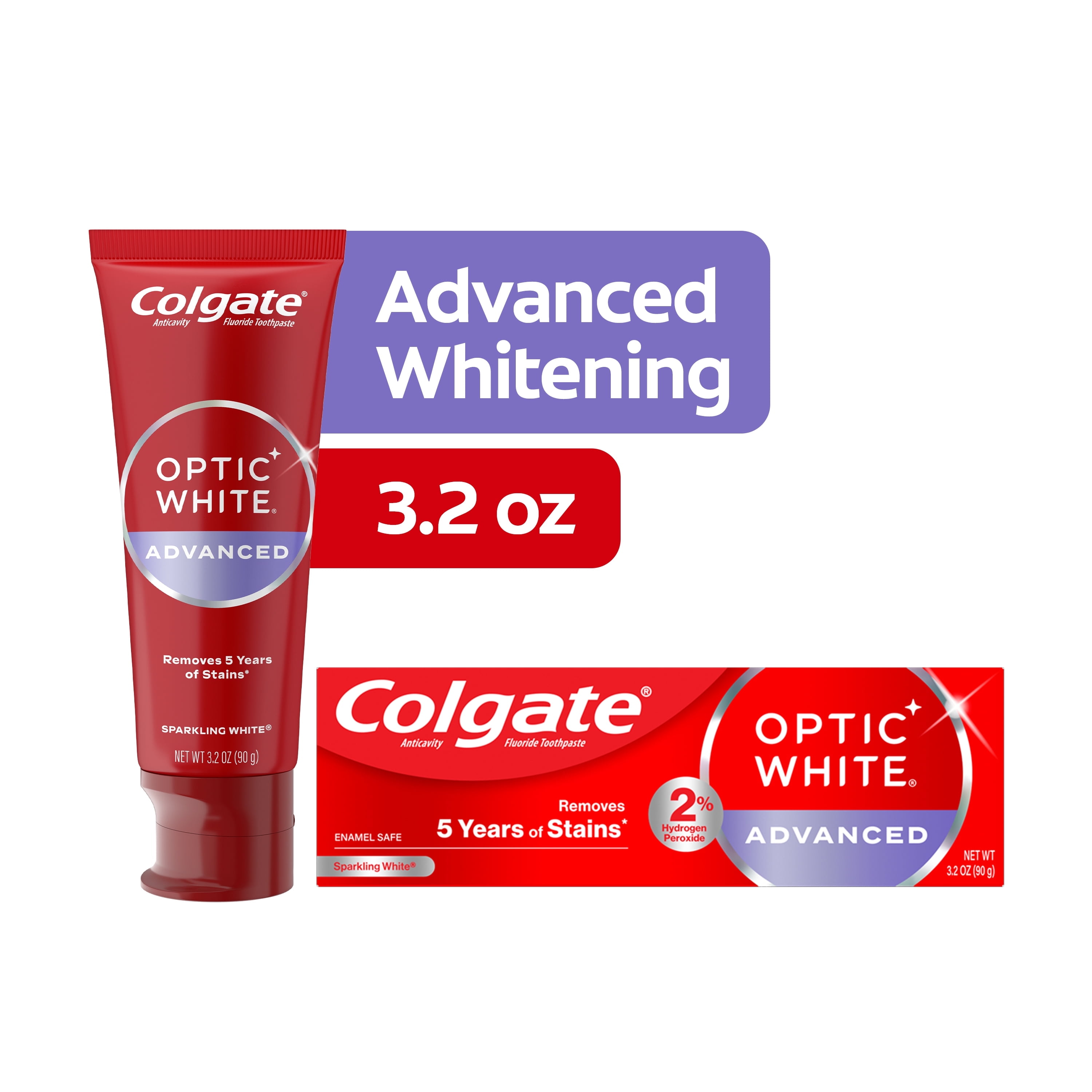 Colgate Optic White Advanced Whitening Toothpaste 3.2oz by Colgate - American Made