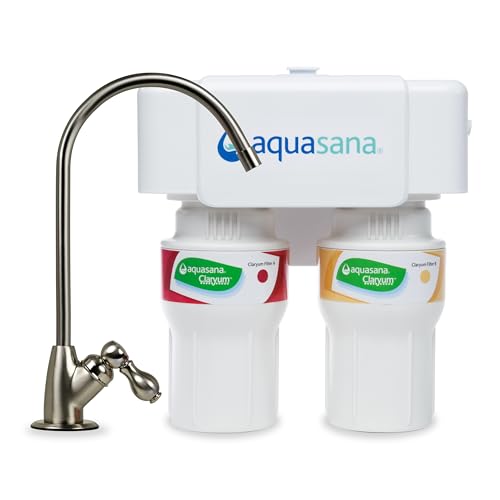 Aquasana AQ-5200.55 2-Stage Under Sink Water Filter System with Brushed Nickel Faucet by Aquasana - American Made
