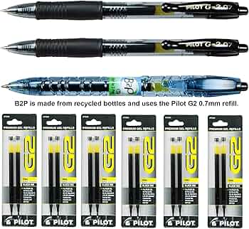 Pilot G2 Pen and Refills Starter Set 0.7mm Black 9-Piece by Pilot Pen - American Made