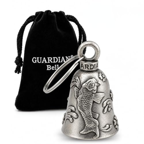 Guardian Bell Japanese Koi Motorcycle Bell | Lead-Free Pewter| Good Luck Gremlin Bell for Motorcycle Riders wi