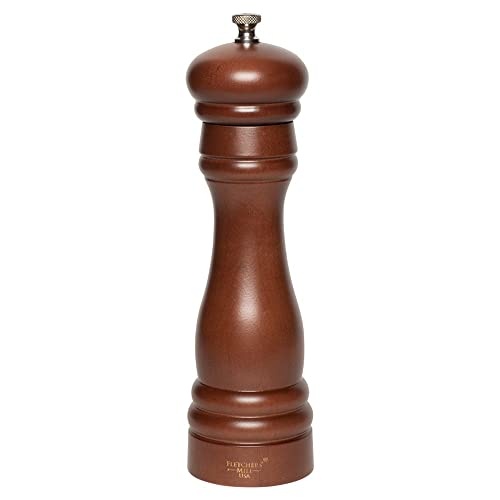 Fletchers' Mill Federal Pepper Mill, Walnut Stain - 8 Inch, Adjustable Coarseness Fine to Coarse, MADE IN U.S.