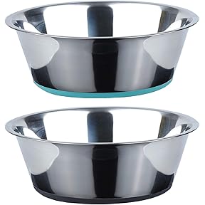 Basis Pet Stainless Steel Dog Bowl Large 8 Cups 2-Pack