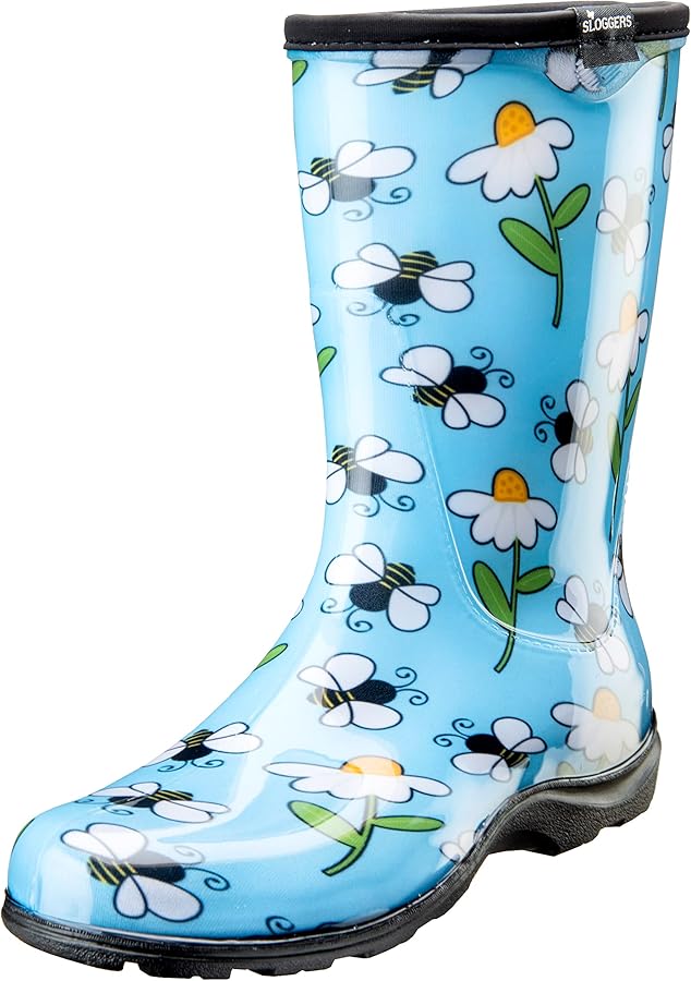 Sloggers Women's Waterproof Garden Rain Boot - Bee Light Blue