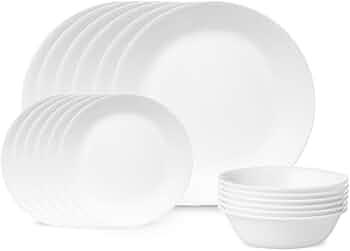 Corelle Livingware 18-Piece Dinnerware Set Winter Frost White by Corelle - American Made