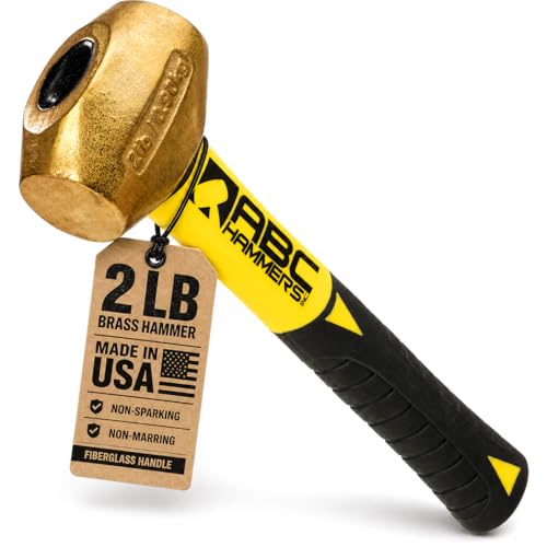ABC HAMMERS 2 lb Brass Drilling Hammer, 9.5" Length, Fiberglass Handle