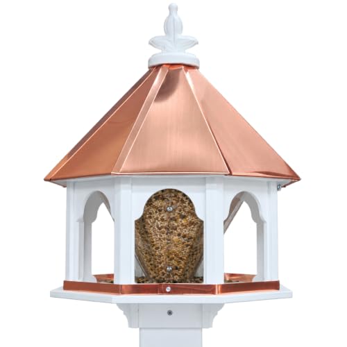 NC Birdguy Handmade Copper Roof Large Octagon Bird Feeder (SF18C)