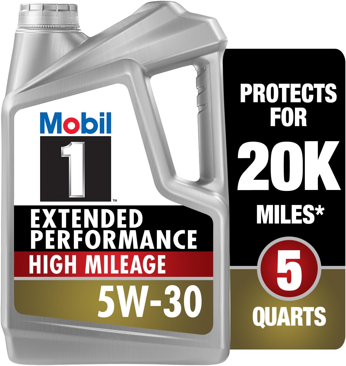 Mobil 1 High Mileage Full Synthetic 5W-30 5-Quart by Mobil 1 - American Made