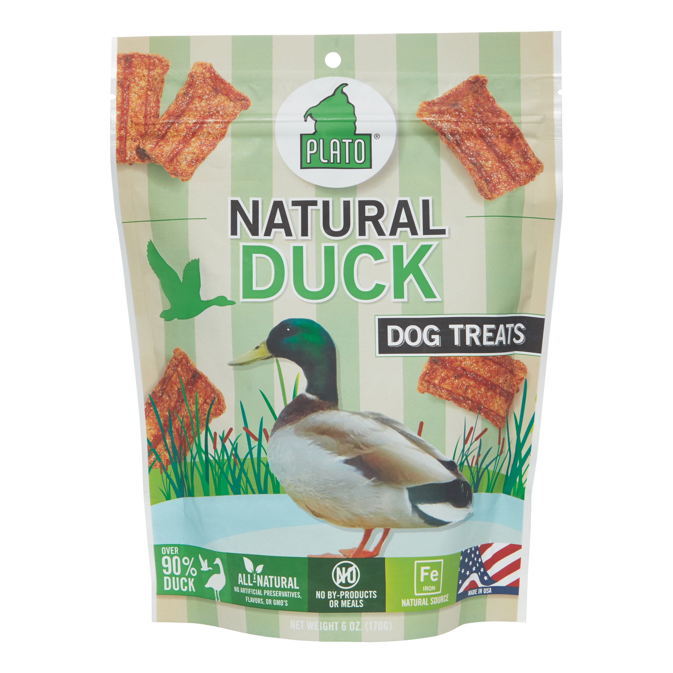 Plato Pet Treats Real Strips Duck 6 oz