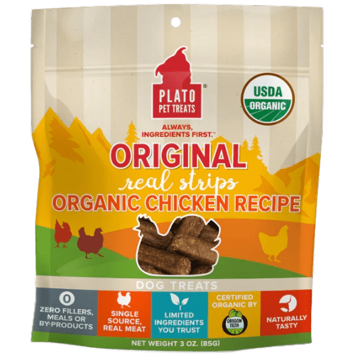 Plato Pet Treats Real Strips Chicken and Apple 12 oz