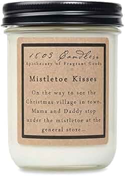 1803 Candles 14 oz Jar Soy Candle Mistletoe Kisses by 1803 Candles - American Made