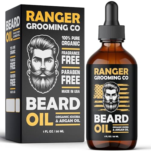 Leven Rose Ranger Grooming Unscented Beard Oil for Men - Organic Jojoba & Argan Oil