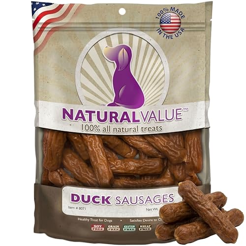 Loving Pets Natural Value Duck Sausages - Soft Jerky Dog Treats for Large & Small Breeds - Healthy Gluten, Whe