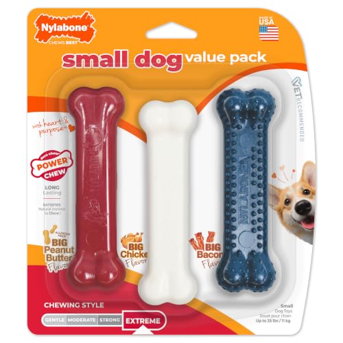 Nylabone Power Chew Original Bone Dog Chew Toys, Small, 3 Count