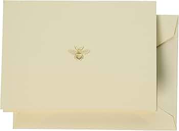 Crane and Co Hand Engraved Bee Note Cards Ecruwhite by Crane & Co. - American Made