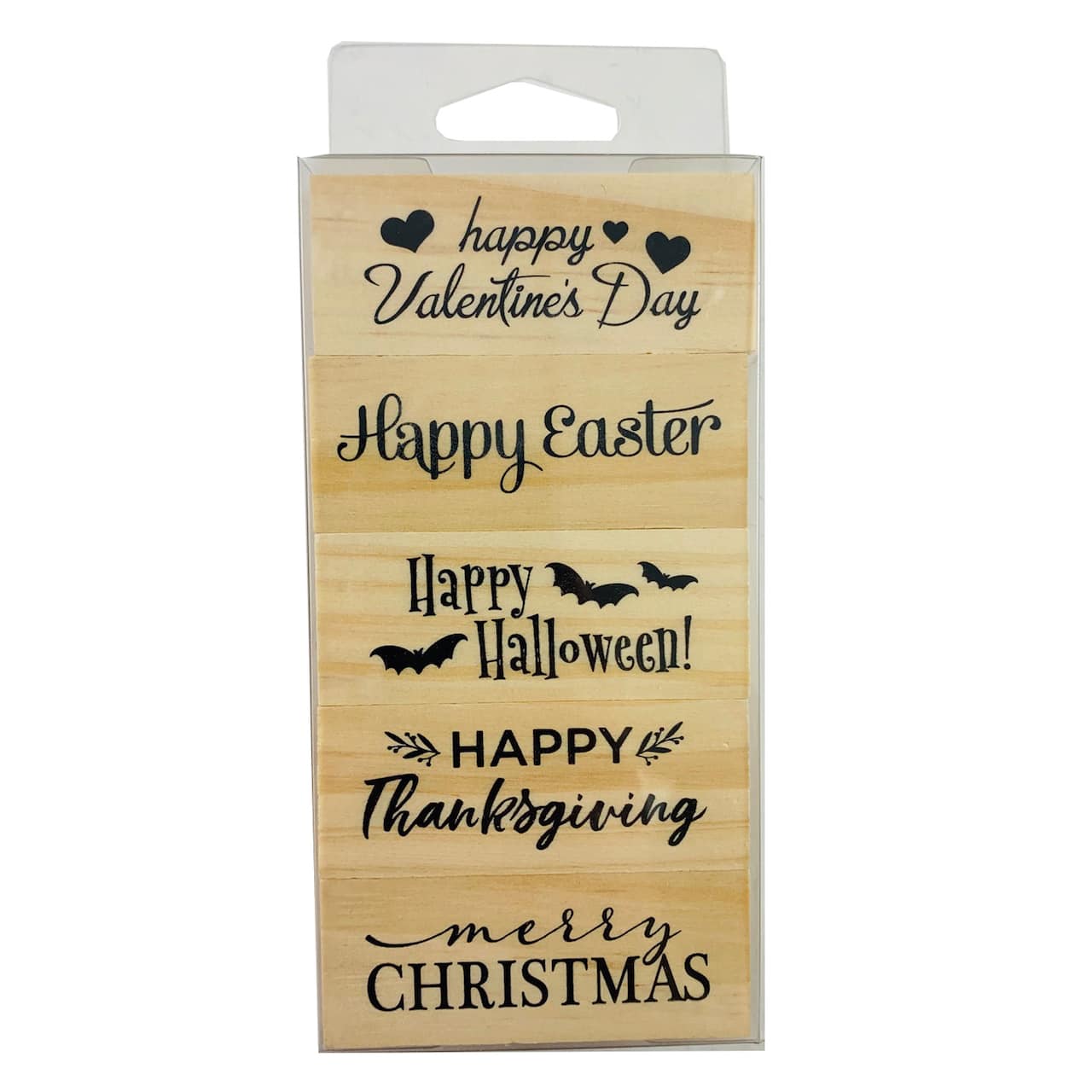 Stampabilities Holiday Greetings Wood Stamp Set by Stampabilities - American Made