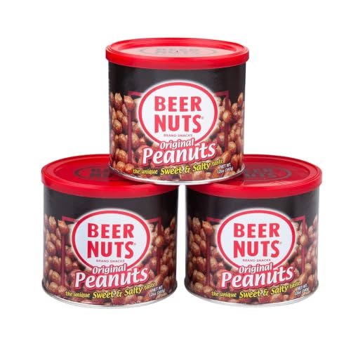 BEER NUTS Original Redskin Peanuts, Sweet & Salty Bar Nuts (12oz Can, 3pk)
