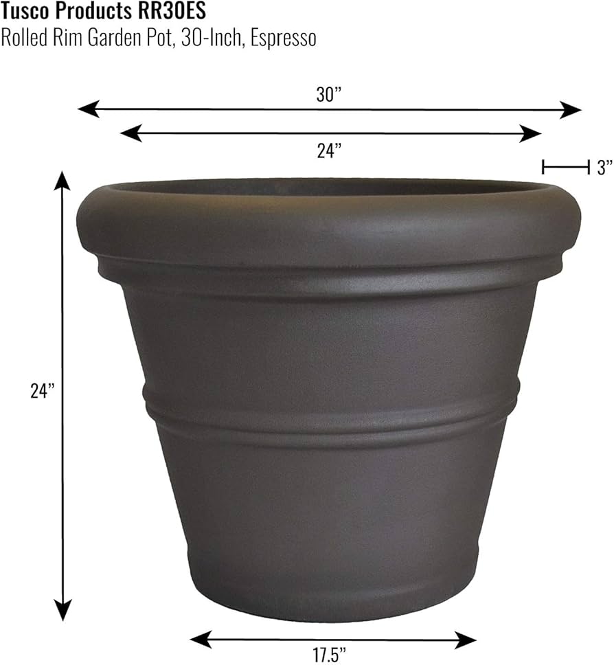 Tusco Products Rolled Rim Planter 30-Inch Espresso by Tusco Products - American Made