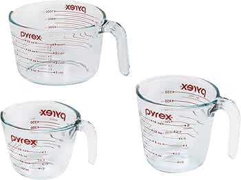 Pyrex 3-Pack Glass Measuring Cup Set (1, 2 and 4 Cup)