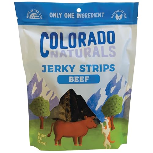 Colorado Naturals Beef Jerky Strips Dog Treats, 16 oz – All-Natural, No Fillers or Preservatives – Great for M