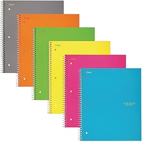 Five Star Spiral Notebooks 2-Pack 3-Subject Wide Ruled Teal Yellow by Five Star - American Made
