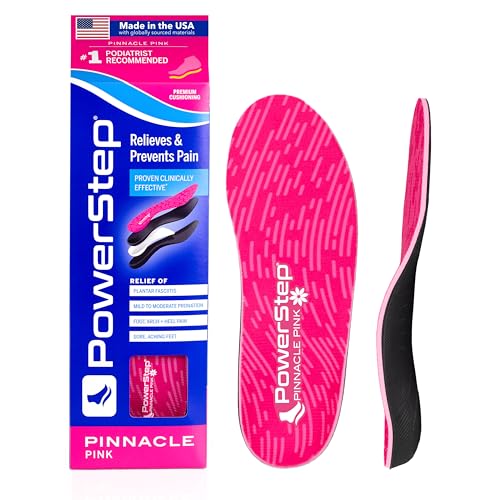 PowerStep Pinnacle Pink Orthotics for Women, Arch Support Inserts, Plantar Fasciitis Relief