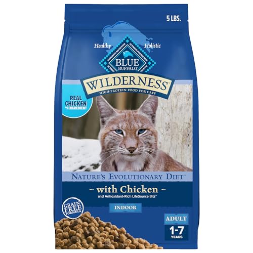 Blue Buffalo Wilderness Chicken Adult Indoor Dry Cat Food, Grain-Free, 5 lb