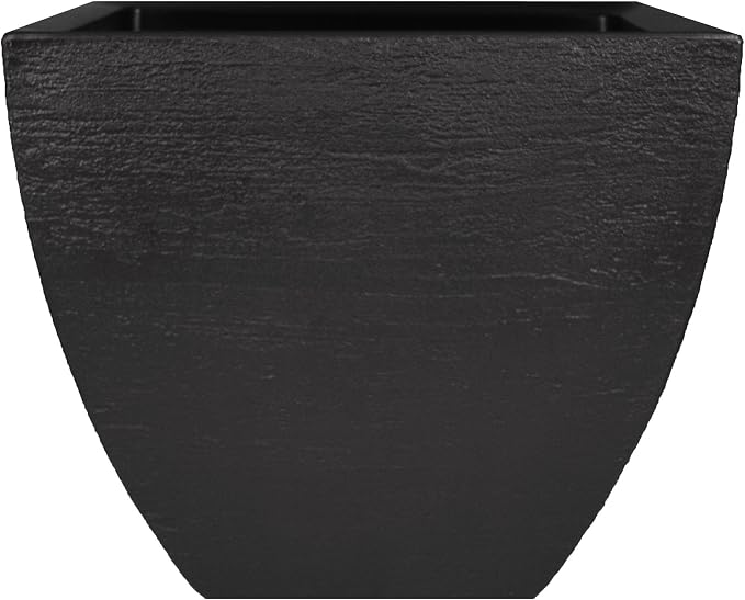 Tusco Products Modern Square Planter 16-Inch Black