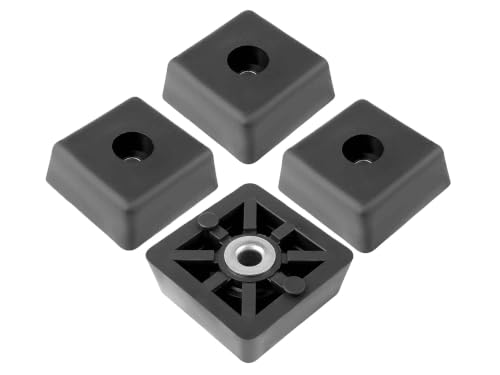 4 Large Black Square Rubber Feet Bumpers w/Metal Insert - .590" H x 1.500" W - Heavy Duty - Perfect for Furnit