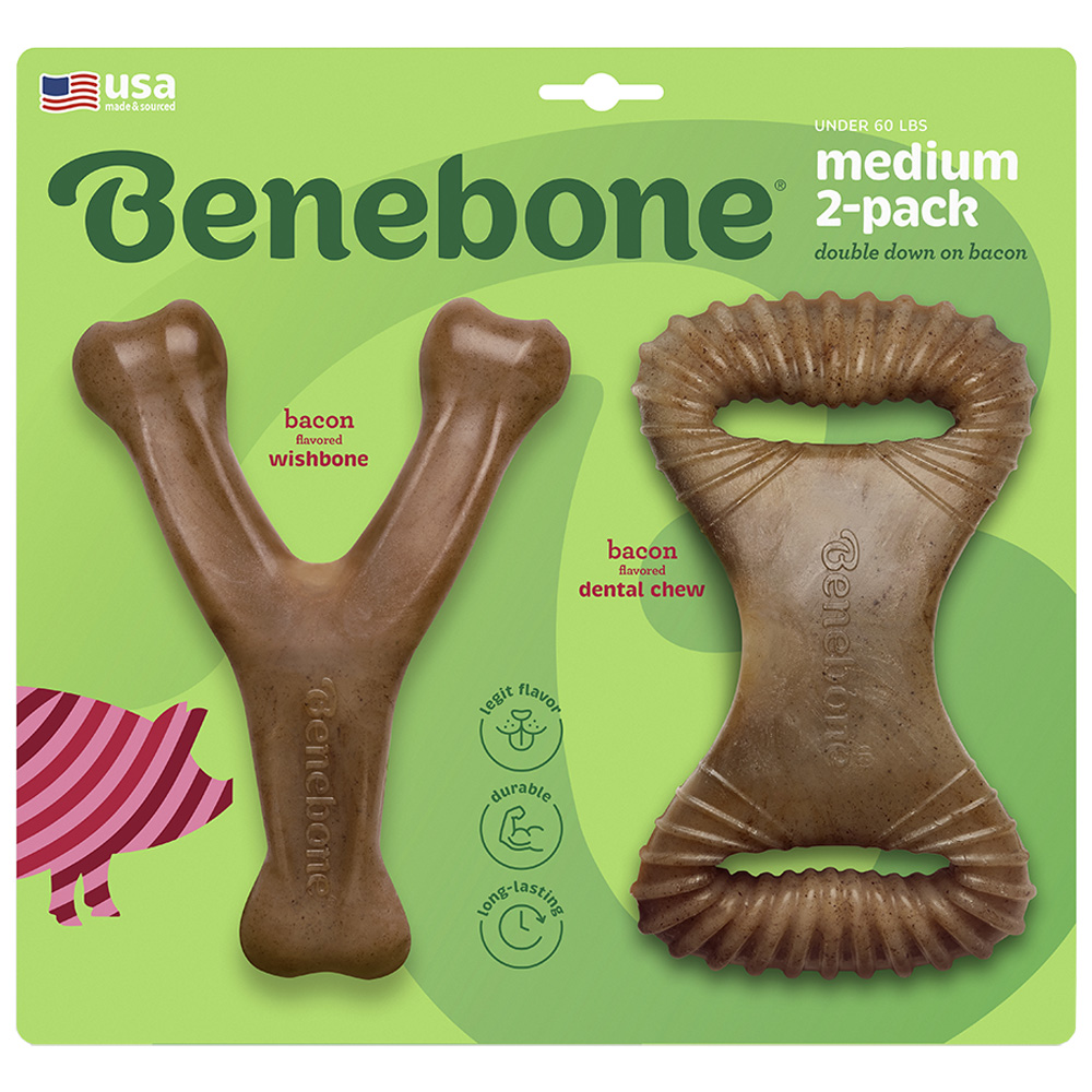 Benebone Real Bacon Wishbone Dog Chew Medium by Benebone - American Made