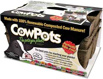 CowPots Biodegradable Planting Pots 3 Flats 6 Cells 3-inch by CowPots - American Made