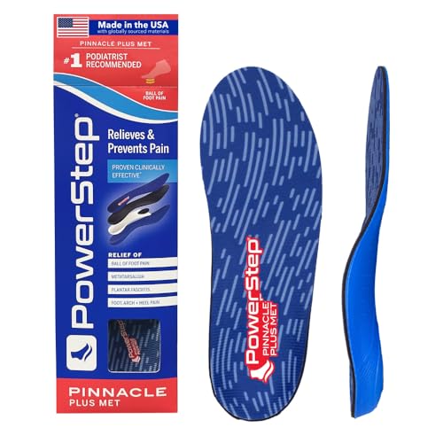 PowerStep Pinnacle Plus Met, Ball of Foot Pain Relief Orthotics, Shoe Inserts, Metatarsalgia