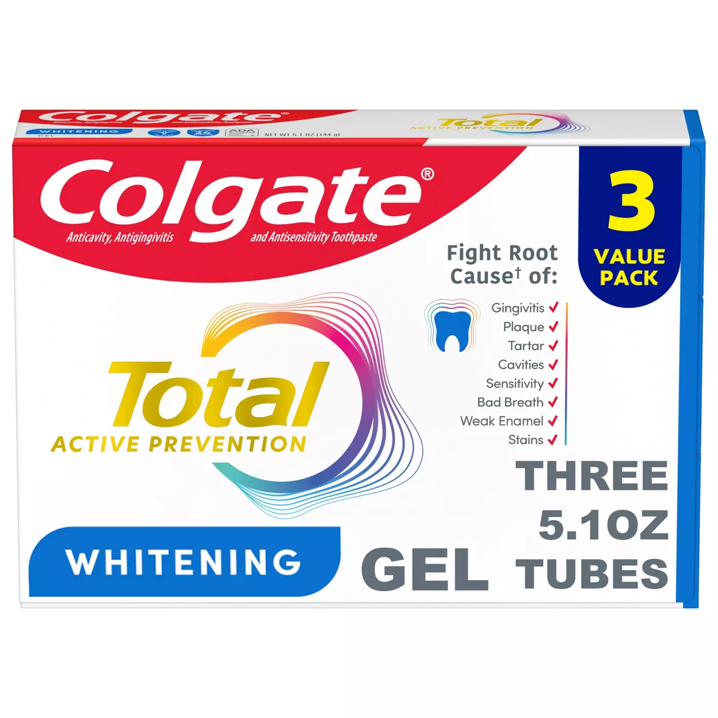Colgate Total Whitening Toothpaste 6oz 3-Pack by Colgate - American Made