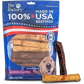 Pet Factory 100% USA Made Beefhide Mini Rolls Dog Chew 16oz Beef and Chicken