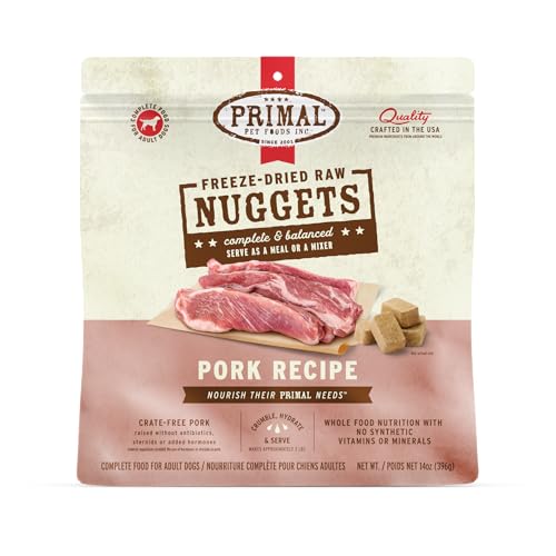 Primal Freeze Dried Raw Dog Food Nuggets, Pork, 14 oz