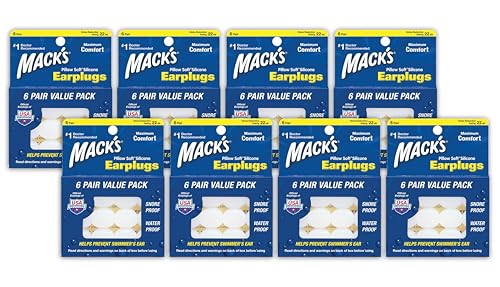 Mack's Pillow Soft Silicone Earplugs - 6 Pair (Pack of 8), Value Pack – The Original Moldable Silicone Putty E