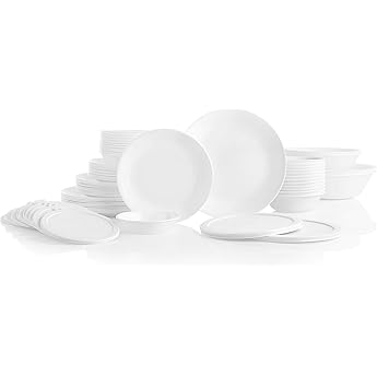 Corelle Vitrelle 38-Piece Service for 12 Dinnerware Set Winter Frost White by Corelle - American Made