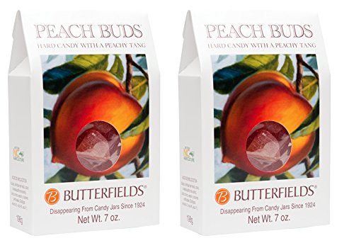 Butterfields Candy - Gourmet, Old-Fashioned PEACH Buds Hard Candy, 7 Oz (2-Pack) | Gluten Free | Made with 100