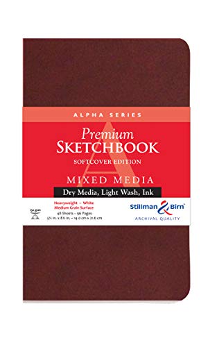 Stillman & Birn Alpha Series Softcover Sketchbook, 5.5" x 8.5", 150 gsm (Heavyweight), White Paper, Medium Gra
