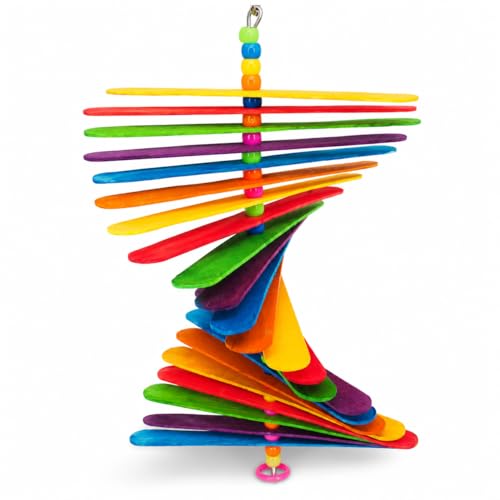 Bonka Bird Toys 867 Big Stick 9.5" Colored Wooden Plastic Spinning Chew Toy for Medium Birds Cage Enrichment C