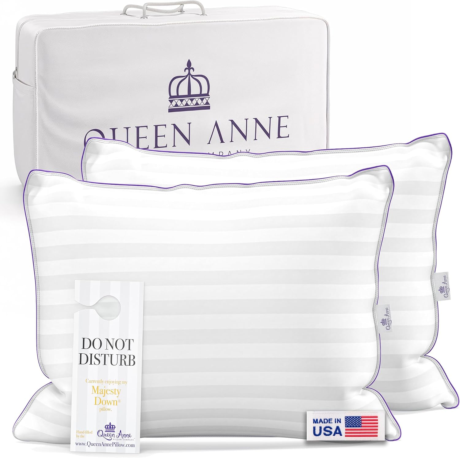 Queen Anne Adjustable Hotel Pillows Standard Size, Set of 2, Soft Support