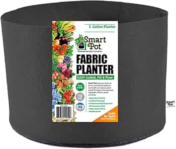 Smart Pot 5-Gallon Soft-Sided Fabric Garden Container, 5-Pack, Black