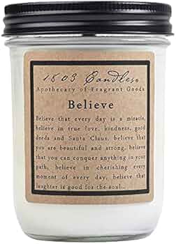 1803 Candles 14 oz Jar Soy Candle Believe by 1803 Candles - American Made
