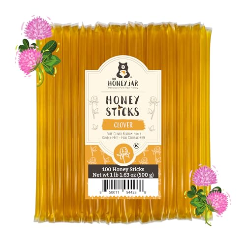 The Honey Jar Plain Honey Sticks - Pure Honey Straws For Tea, Coffee, or a Healthy Treat - One Teaspoon of Fla