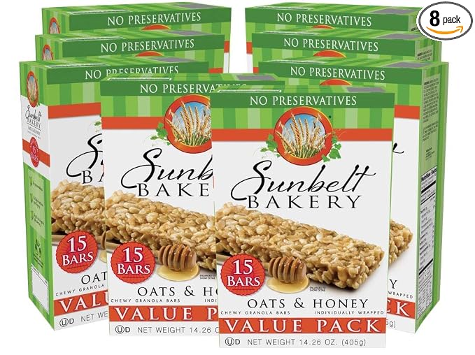 Sunbelt Bakery Oats & Honey Chewy Granola Bars, 120 Count (8 Boxes) by Sunbelt Bakery - American Made