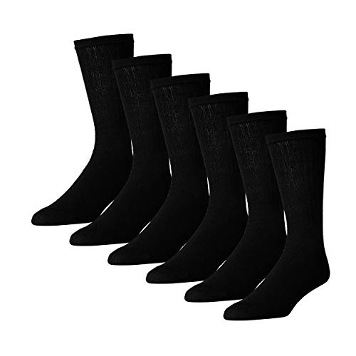 Everyday Crew Socks for Men - Cotton Socks by American Made - 12-Pack in Black - Size 10-13