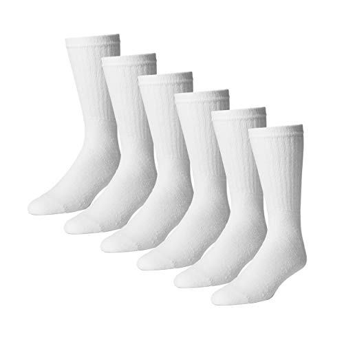 Everyday Crew Socks for Men - Cotton Socks - 12-Pack in White - Size 10-13