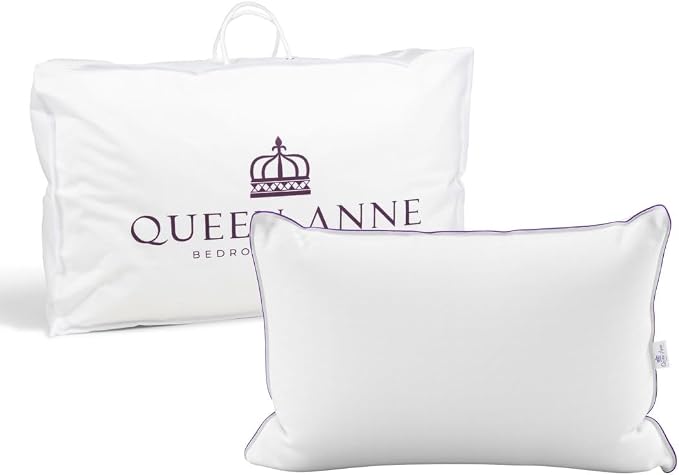 Queen Anne 100% European White Goose Down Pillow, King Soft